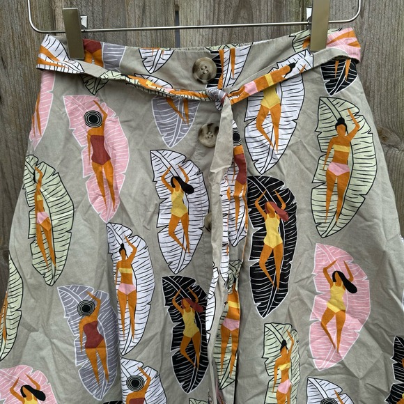 Eva Franco Anthropologie Sunbather Skirt A Line Buttons Gray Knee Length size 4 - Picture 4 of 9